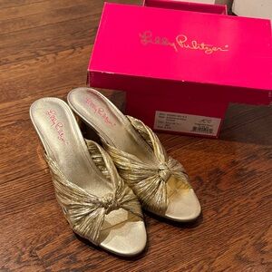 Lilly Pulitzer Gold Heeled Sandals